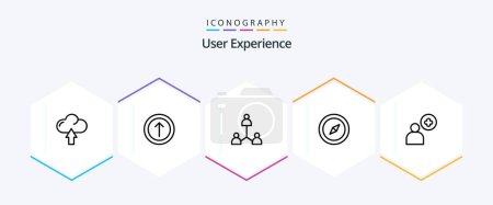 Illustration for User Experience 25 Line icon pack including navigation. compass . ui. team - Royalty Free Image