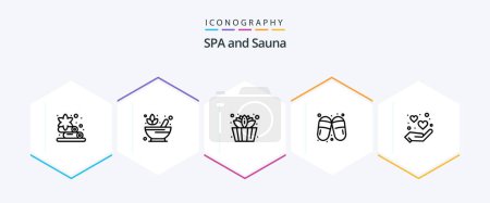 Illustration for Sauna 25 Line icon pack including sauna. hand. sauna. heart. sauna - Royalty Free Image