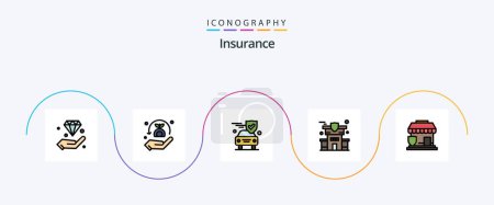 Illustration for Insurance Line Filled Flat 5 Icon Pack Including protection. property. safe. insurance. shield - Royalty Free Image