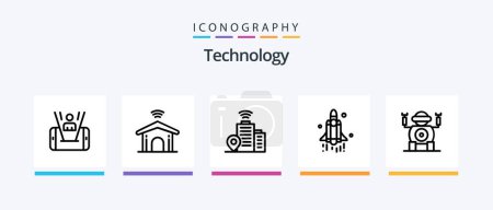 Ilustración de Technology Line 5 Icon Pack Including reality. glasses. world. technology. data. Creative Icons Design - Imagen libre de derechos