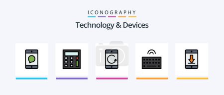 Illustration for Devices Line Filled 5 Icon Pack Including mobile. communication. control. cellphone. socket. Creative Icons Design - Royalty Free Image