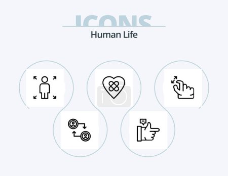 Téléchargez les illustrations : Human Line Icon Pack 5 Icon Design. . opportunity. gesture. man. stop - en licence libre de droit