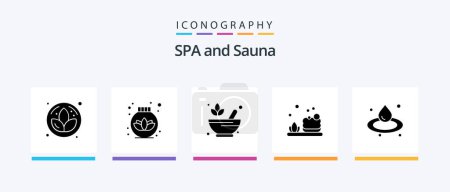 Illustration for Sauna Glyph 5 Icon Pack Including . sauna. rx. droop. soap. Creative Icons Design - Royalty Free Image