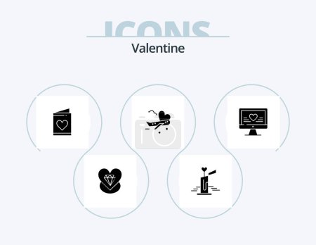 Ilustración de Valentine Glyph Icon Pack 5 Icon Design. love. love. candle. day. valentine - Imagen libre de derechos