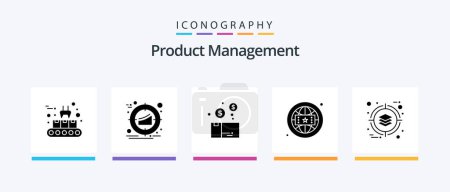 Téléchargez les illustrations : Product Management Glyph 5 Icon Pack Including online. branding. strategy. brand. package. Creative Icons Design - en licence libre de droit