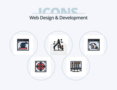 Téléchargez les illustrations : Web Design And Development Line Filled Icon Pack 5 Icon Design. design . webpage. web . - en licence libre de droit