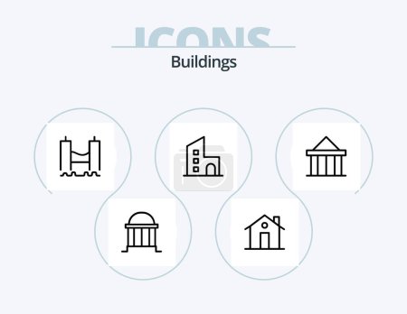 Illustration for Buildings Line Icon Pack 5 Icon Design. family. district. path. monument. column - Royalty Free Image