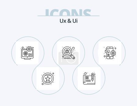 Téléchargez les illustrations : Ux And Ui Line Icon Pack 5 Icon Design. dustbin. web link. check. web. hyperlink - en licence libre de droit