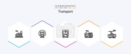 Illustration for Transport 25 Line icon pack including transport. smart. transport. clever. quad - Royalty Free Image