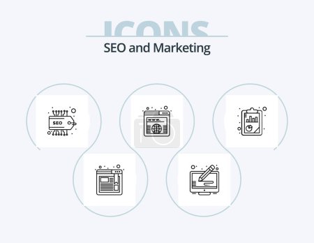 Ilustración de Seo Line Icon Pack 5 Icon Design. screen. copyright. browser. copy. consulting - Imagen libre de derechos