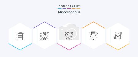 Illustration for Miscellaneous 25 Line icon pack including home page. work. bookmark. task. office - Royalty Free Image