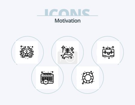 Illustration for Motivation Line Icon Pack 5 Icon Design. up. business success. growth. success. star - Royalty Free Image