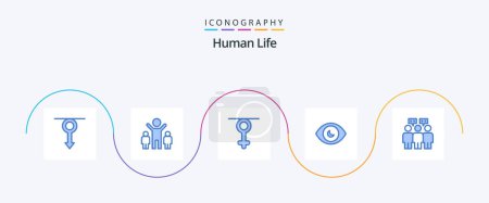 Illustration for Human Blue 5 Icon Pack Including people. view. gender. search. eye - Royalty Free Image