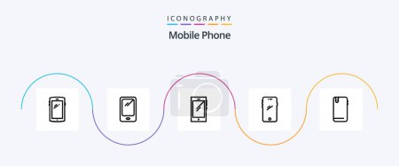 Illustration for Mobile Phone Line 5 Icon Pack Including . android. - Royalty Free Image