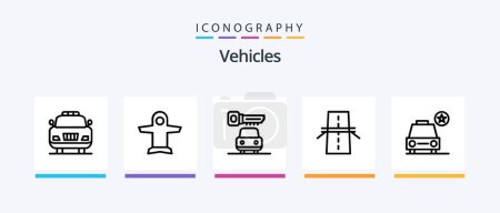 Ilustración de Vehicles Line 5 Icon Pack Including no. car. boat. future. car. Creative Icons Design - Imagen libre de derechos