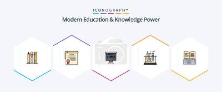 Illustration for Modern Education And Knowledge Power 25 FilledLine icon pack including keyboard. medical. classroom . lab. tube - Royalty Free Image