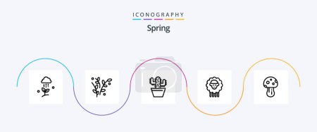 Illustration for Spring Line 5 Icon Pack Including mushroom. sheep. spring. ram. spring - Royalty Free Image