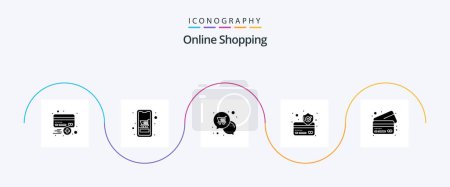 Illustration for Online Shopping Glyph 5 Icon Pack Including secure. credit card. shopping. shopping. offer - Royalty Free Image