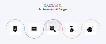 Ilustración de Achievements and Badges Glyph 5 Icon Pack Including goal. arrow. achievements. position. badges - Imagen libre de derechos