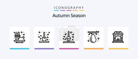 Illustration for Autumn Line 5 Icon Pack Including rain. autumn. fall. seasoning. coffee. Creative Icons Design - Royalty Free Image