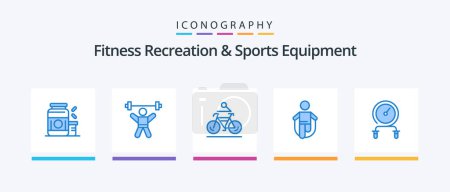 Ilustración de Fitness Recreation And Sports Equipment Blue 5 Icon Pack Including jumping. activity. fitness. cycling. bike. Creative Icons Design - Imagen libre de derechos