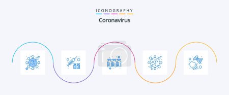 Illustration for Coronavirus Blue 5 Icon Pack Including hand. corona virus. bottle. corona. bacteria - Royalty Free Image