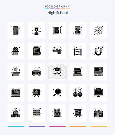 Ilustración de Creative High School 25 Glyph Solid Black icon pack  Such As education. tool. book. sharpener. write - Imagen libre de derechos
