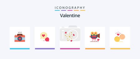Ilustración de Valentine Flat 5 Icon Pack Including love. celebration. love. fireworks. romantic chat. Creative Icons Design - Imagen libre de derechos