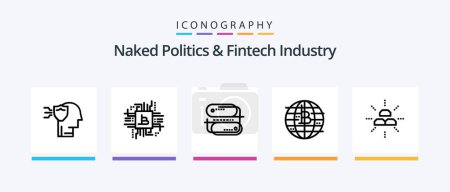 Téléchargez les illustrations : Naked Politics And Fintech Industry Line 5 Icon Pack Including security. personal. industry. personal data protection. detection. Creative Icons Design - en licence libre de droit