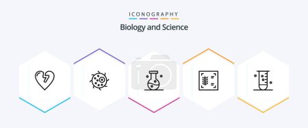Ilustración de Biology 25 Line icon pack including lab. biology. chemistry. xray. chest - Imagen libre de derechos