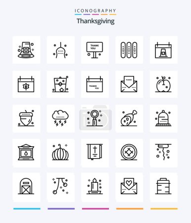 Illustration for Creative Thanks Giving 25 OutLine icon pack  Such As fall. bread. tradition. thanks. thank - Royalty Free Image