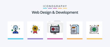 Téléchargez les illustrations : Web Design And Development Line Filled 5 Icon Pack Including coding. web development. worldwide. web. coding. Creative Icons Design - en licence libre de droit