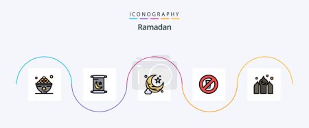Illustration for Ramadan Line Filled Flat 5 Icon Pack Including kareem. architecture. moon. ramadan. no drinking - Royalty Free Image