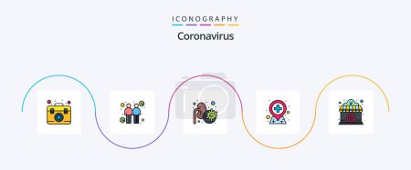 Ilustración de Coronavirus Line Filled Flat 5 Icon Pack Including sign. closed. disease. infection place. hospital - Imagen libre de derechos
