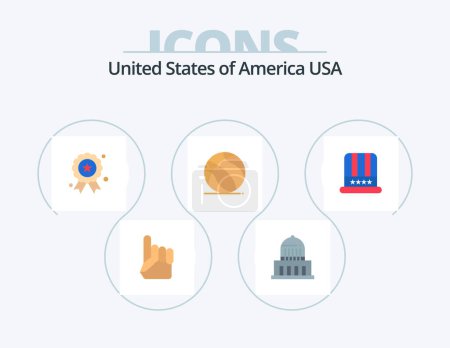 Illustration for Usa Flat Icon Pack 5 Icon Design. cap. usa. holiday. american. football - Royalty Free Image