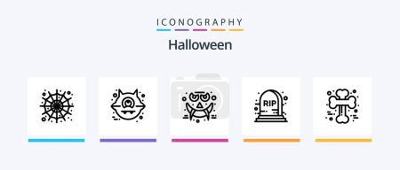 Téléchargez les illustrations : Halloween Line 5 Icon Pack Including . halloween. bloody knife. bloody. cat. Creative Icons Design - en licence libre de droit