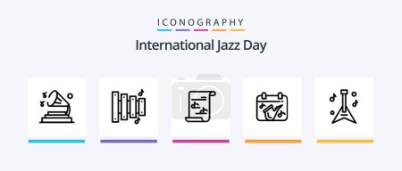 Ilustración de International Jazz Day Line 5 Icon Pack Including play. instrument. music. ribbon. music. Creative Icons Design - Imagen libre de derechos