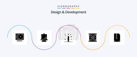 Ilustración de Design and Development Glyph 5 Icon Pack Including design. box. development. programing. development - Imagen libre de derechos