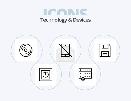 Téléchargez les illustrations : Devices Line Icon Pack 5 Icon Design. hardware. devices. devices. computers. data - en licence libre de droit
