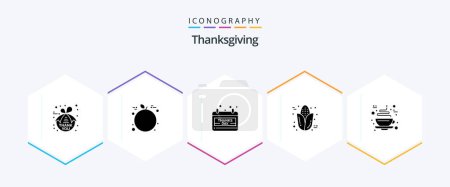Illustration for Thanksgiving 25 Glyph icon pack including cup. chocolate. date. thanksgiving. cob - Royalty Free Image