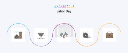 Illustration for Labor Day Flat 5 Icon Pack Including construction. bag. tool. tool. construction - Royalty Free Image