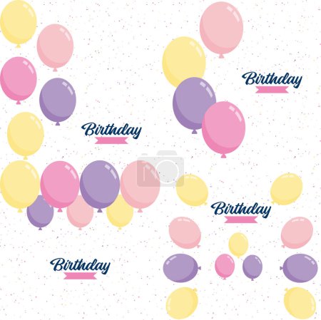 Ilustración de Happy Birthday announcement poster. flyer. and greeting card in a flat style vector illustration - Imagen libre de derechos