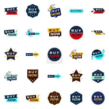 Ilustración de Buy Now 25 Fresh Typographic Designs for an updated buying campaign - Imagen libre de derechos