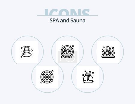 Illustration for Sauna Line Icon Pack 5 Icon Design. . . stone. box. spa - Royalty Free Image