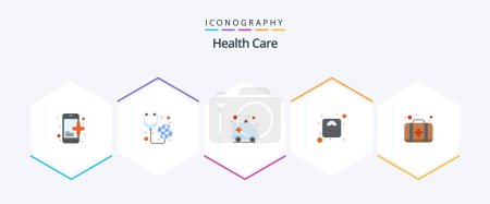 Illustration for Health Care 25 Flat icon pack including case. weight. ambulance. weigh. diet - Royalty Free Image