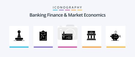Ilustración de Banking Finance And Market Economics Glyph 5 Icon Pack Including banking. account. strategic. check. market. Creative Icons Design - Imagen libre de derechos