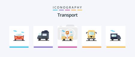 Illustration for Transport Flat 5 Icon Pack Including truck. delivery. car. truck. cargo. Creative Icons Design - Royalty Free Image