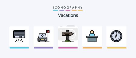 Ilustración de Vacations Line Filled 5 Icon Pack Including . view . bench .. Creative Icons Design - Imagen libre de derechos