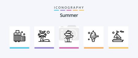 Ilustración de Summer Line 5 Icon Pack Including beach. plant. beach. coconut. vacation. Creative Icons Design - Imagen libre de derechos