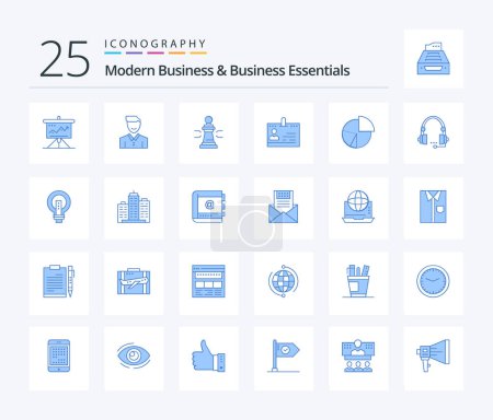 Illustration for Modern Business And Business Essentials 25 Blue Color icon pack including figures. advantage. client. chess. person - Royalty Free Image